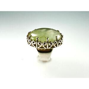 Prehnite Cabochon Handmade Sterling 925 Silver Gemstone RIng 5.5 - 5.75